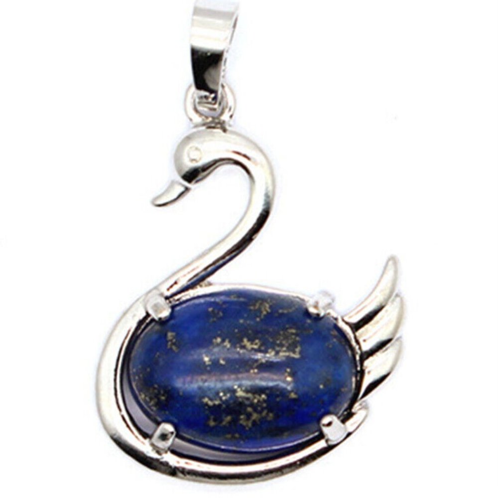 Lapis Lazuli Swan Natural Stones Necklace Gemstone Healing Pendant